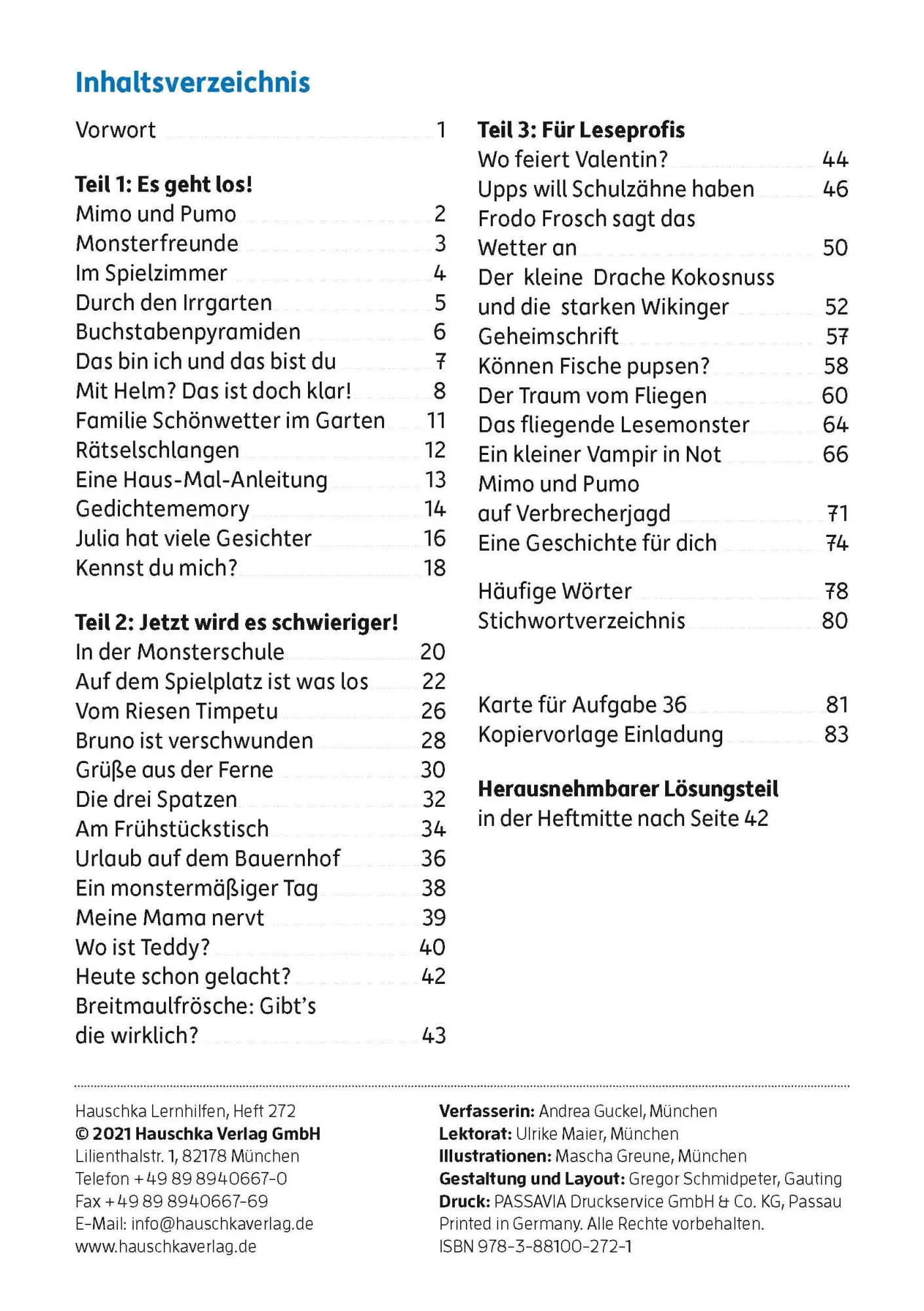 Bild: 9783881002721 | Besser lesen 2. Klasse | Andrea Guckel | Broschüre | 104 S. | Deutsch