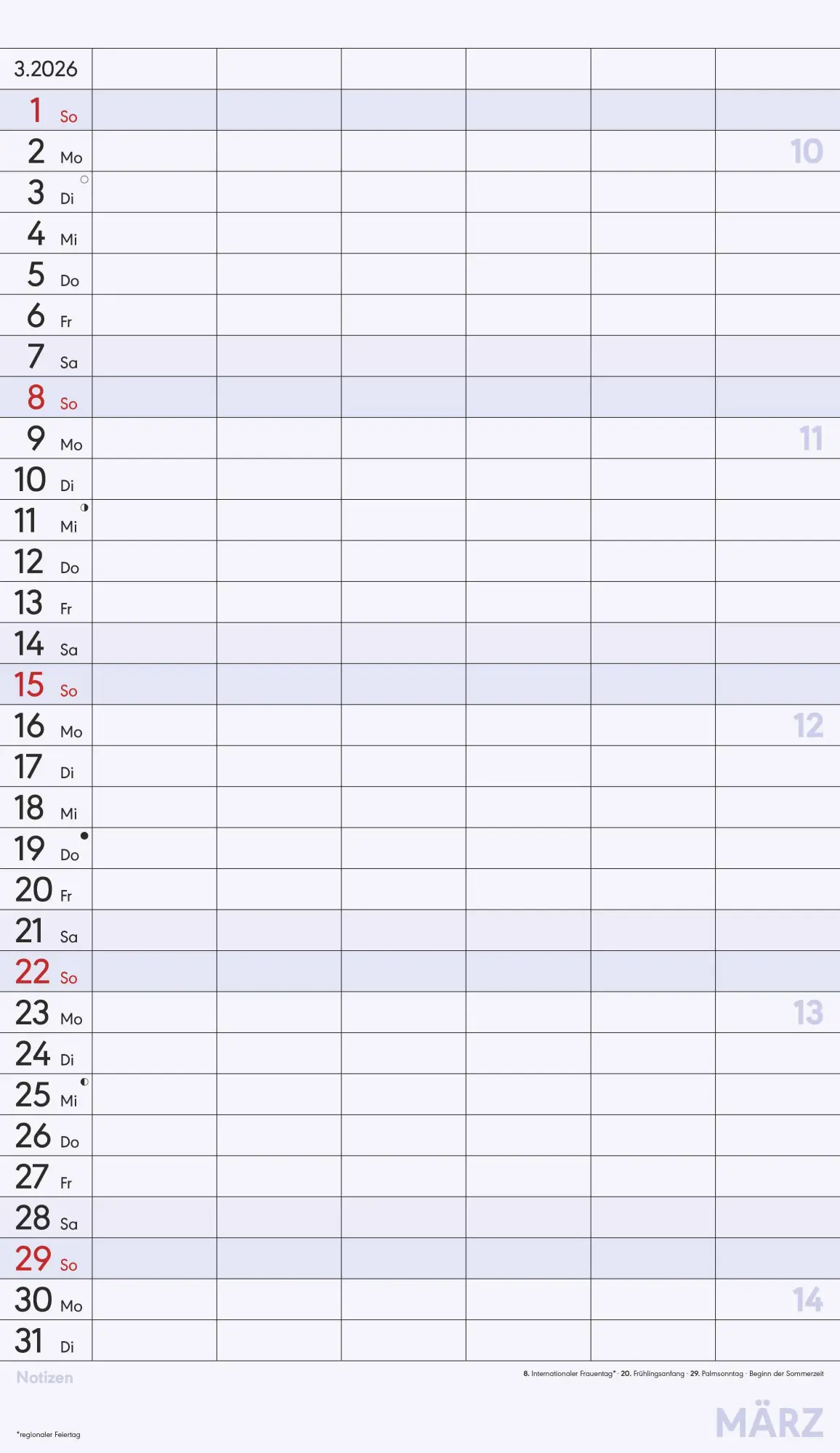 Bild: 4069095002821 | Superplaner XL 2026 6 Spalten - Familien-Timer 26x45 cm -...