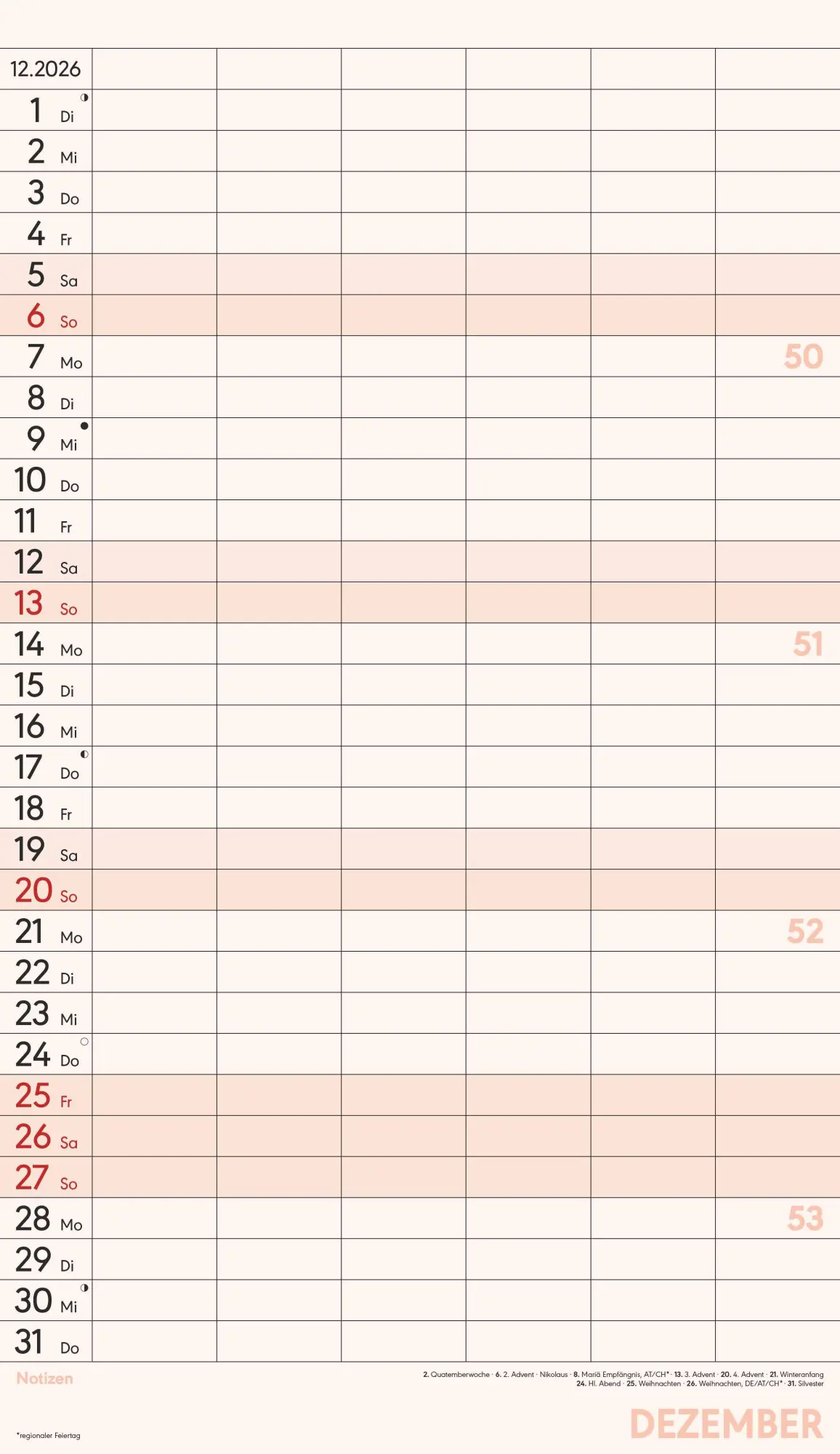 Bild: 4069095002821 | Superplaner XL 2026 6 Spalten - Familien-Timer 26x45 cm -...