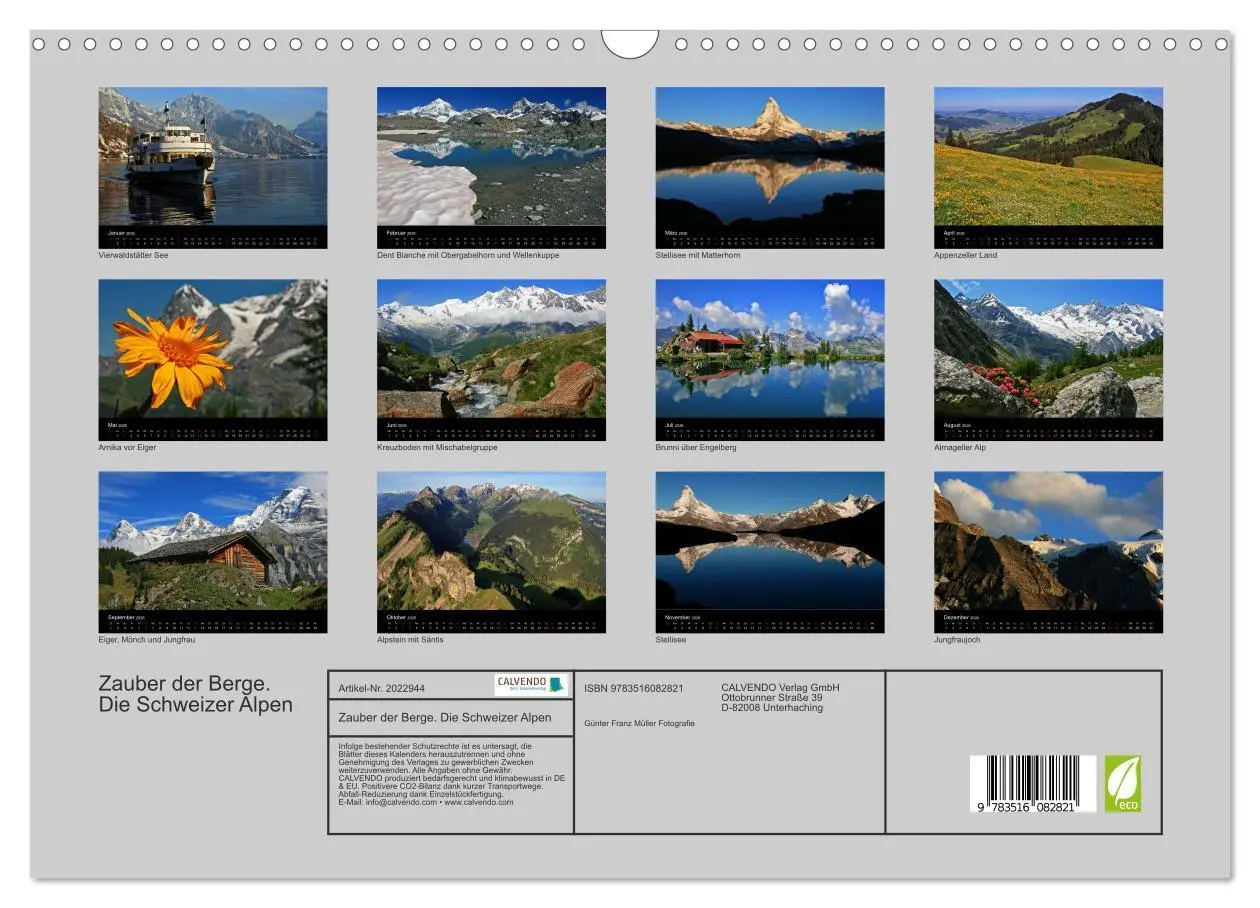Bild: 9783516082821 | Zauber der Berge. Die Schweizer Alpen (Wandkalender 2026 DIN A3...