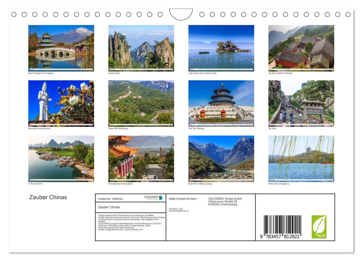 Bild: 9783457812921 | Zauber Chinas (Wandkalender 2026 DIN A4 quer), CALVENDO Monatskalender