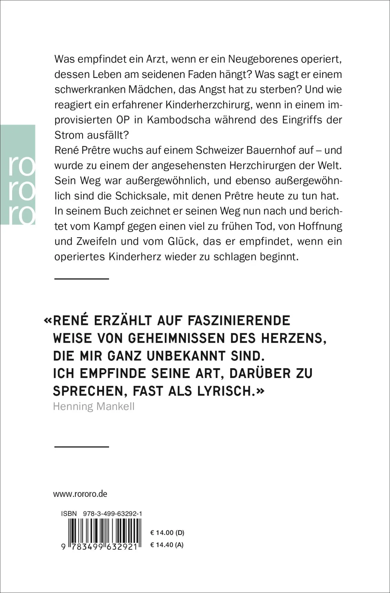 Rückseite: 9783499632921 | In der Mitte schlägt das Herz | René Prêtre | Taschenbuch | 384 S.