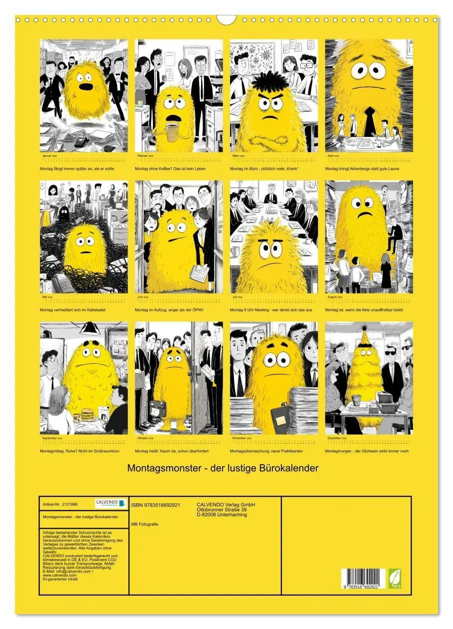 Bild: 9783516692921 | Montagsmonster - der lustige Bürokalender (Wandkalender 2026 DIN A2...