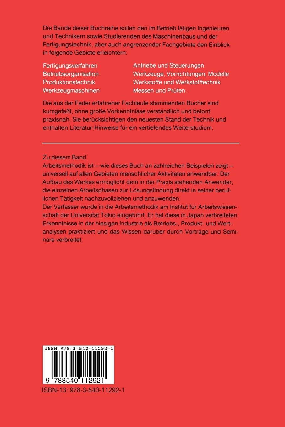 Rückseite: 9783540112921 | Arbeitsmethodik | Von der Aufgabe bis zur Lösung | R. Reinheimer
