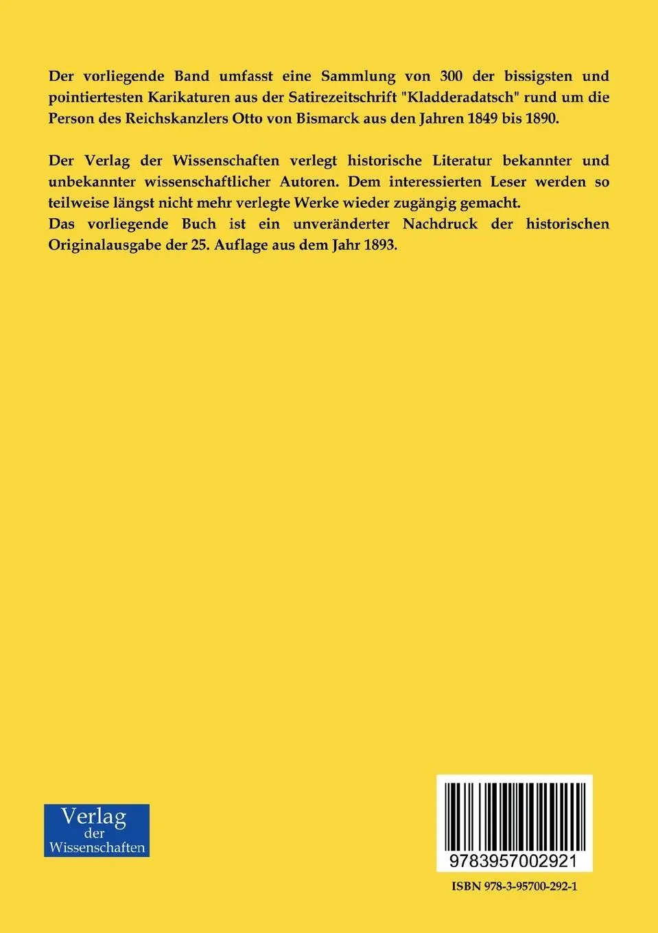 Rückseite: 9783957002921 | Bismarck-Album des Kladderadatsch | Wilhelm Scholz | Taschenbuch
