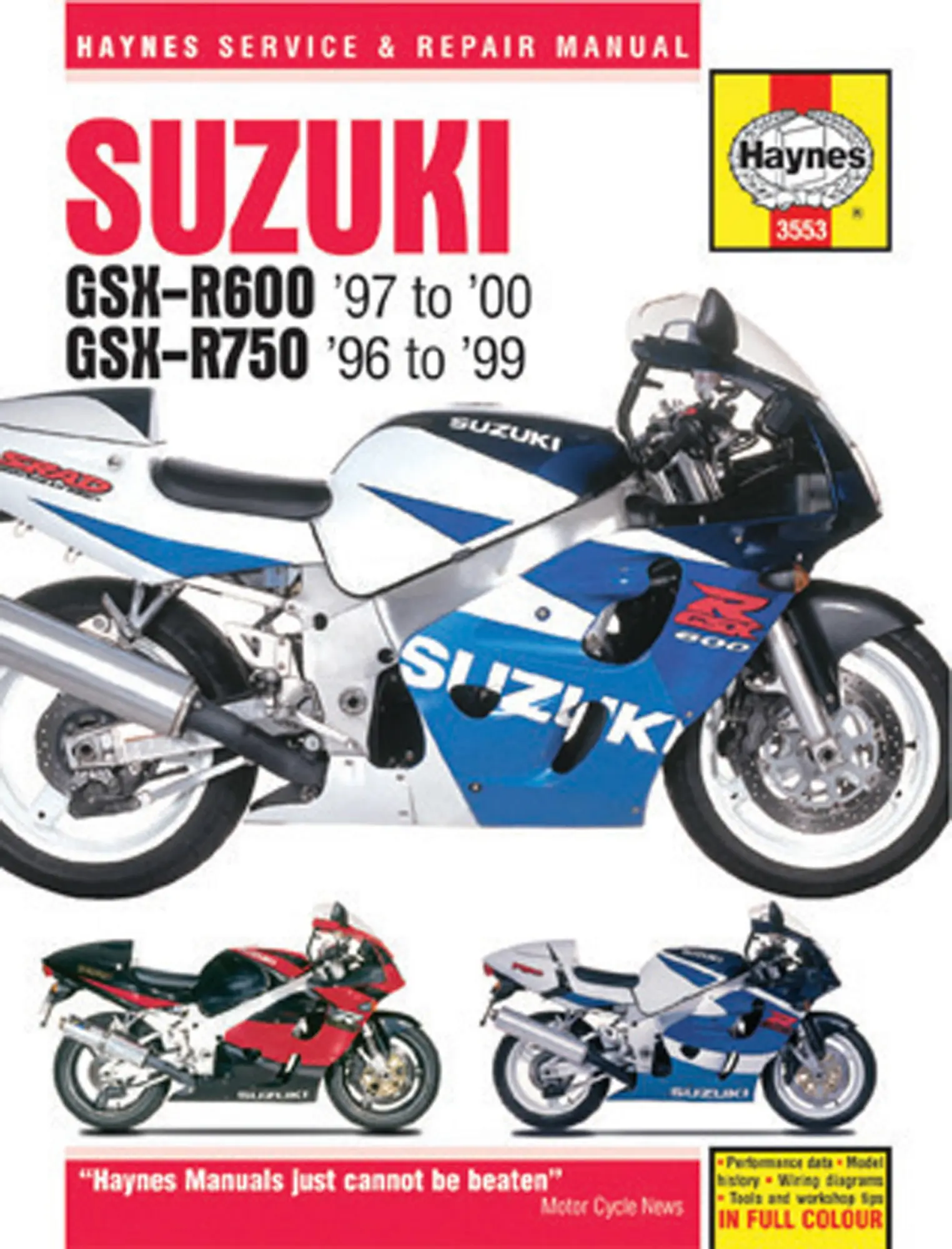 Cover: 9781785213021 | Suzuki GSX-R600 &amp; 750 (96 - 00) Haynes Repair Manual | Publishing