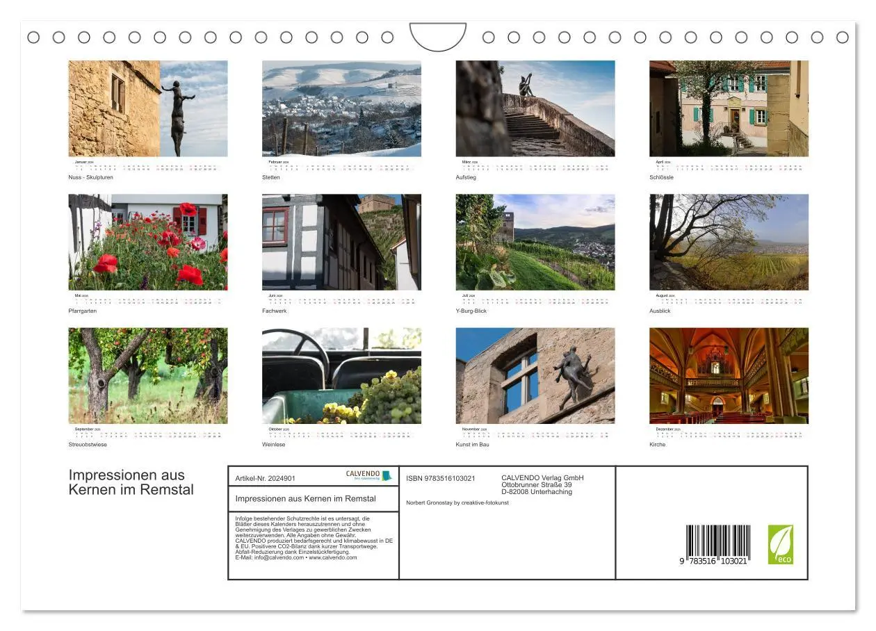 Bild: 9783516103021 | Impressionen aus Kernen im Remstal (Wandkalender 2026 DIN A4 quer),...