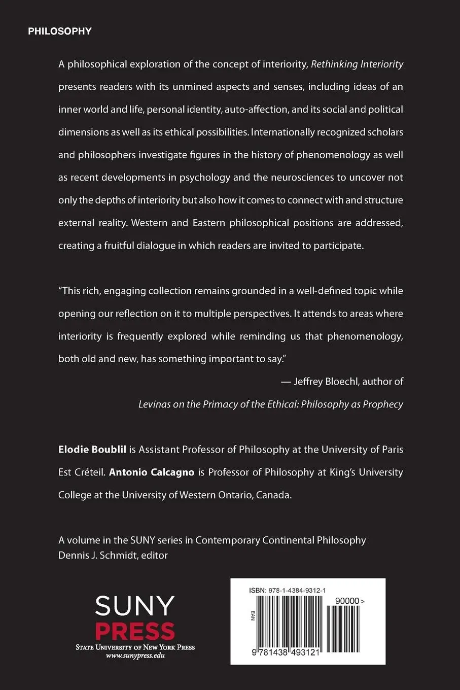 Rückseite: 9781438493121 | Rethinking Interiority | Phenomenological Approaches | Boublil (u. a.)