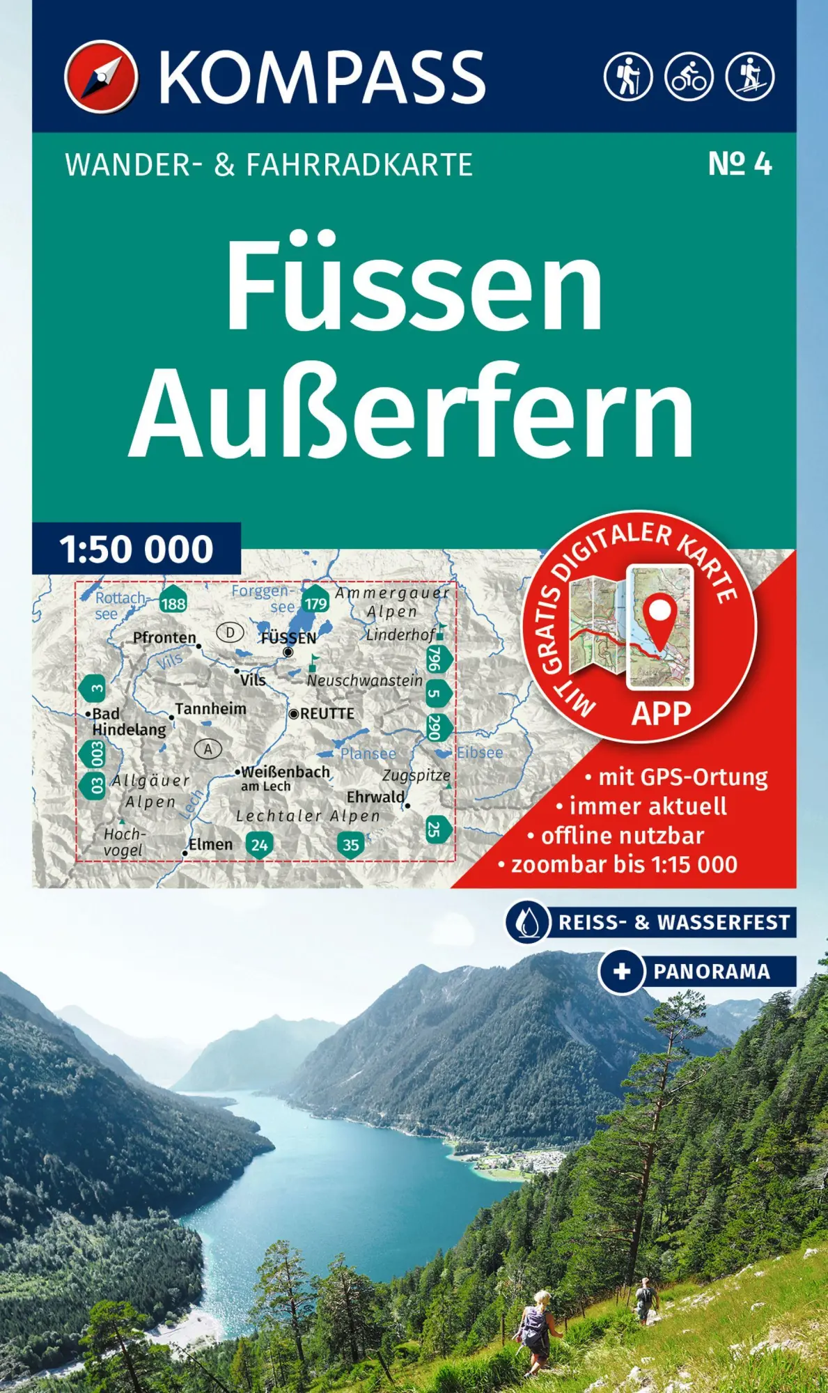 Cover: 9783991543121 | KOMPASS Wanderkarte 4 Füssen, Außerfern 1:50.000 | (Land-)Karte | 2025