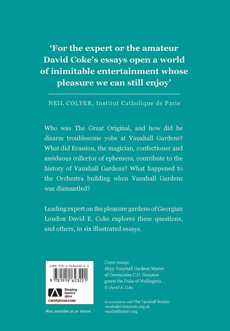 Rückseite: 9781919623221 | Six Essays on Vauxhall Gardens | David E Coke | Taschenbuch | Englisch
