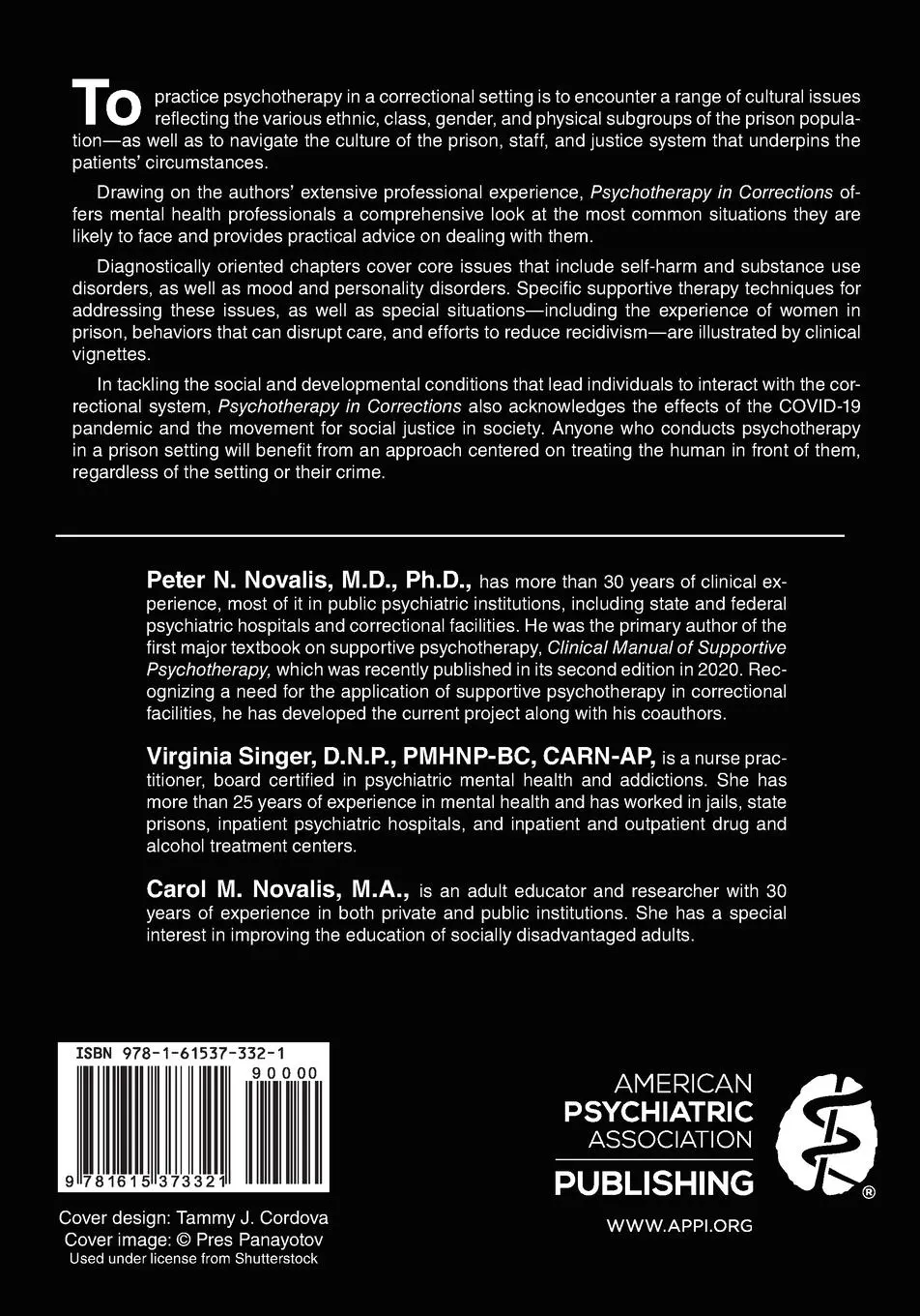 Rückseite: 9781615373321 | Psychotherapy in Corrections | A Supportive Approach | Novalis (u. a.)