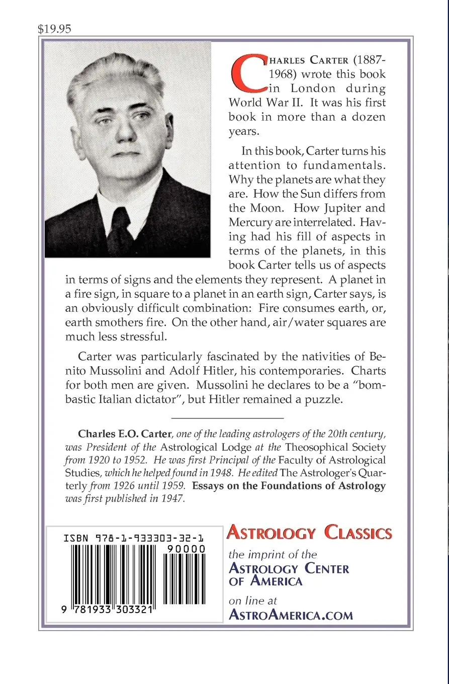 Rückseite: 9781933303321 | Essays on the Foundations of Astrology | Charles E O Carter | Buch