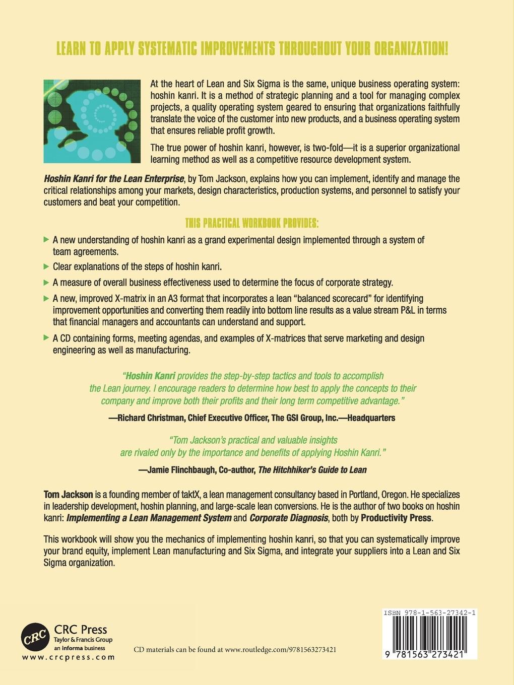 Rückseite: 9781563273421 | Hoshin Kanri for the Lean Enterprise | Thomas L. Jackson | Taschenbuch