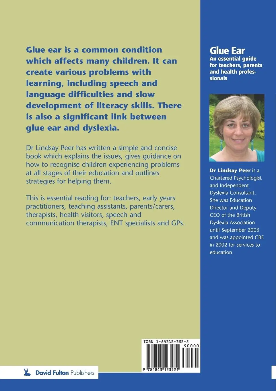 Rückseite: 9781843123521 | Glue Ear | Lindsay Peer | Taschenbuch | Englisch | 2005