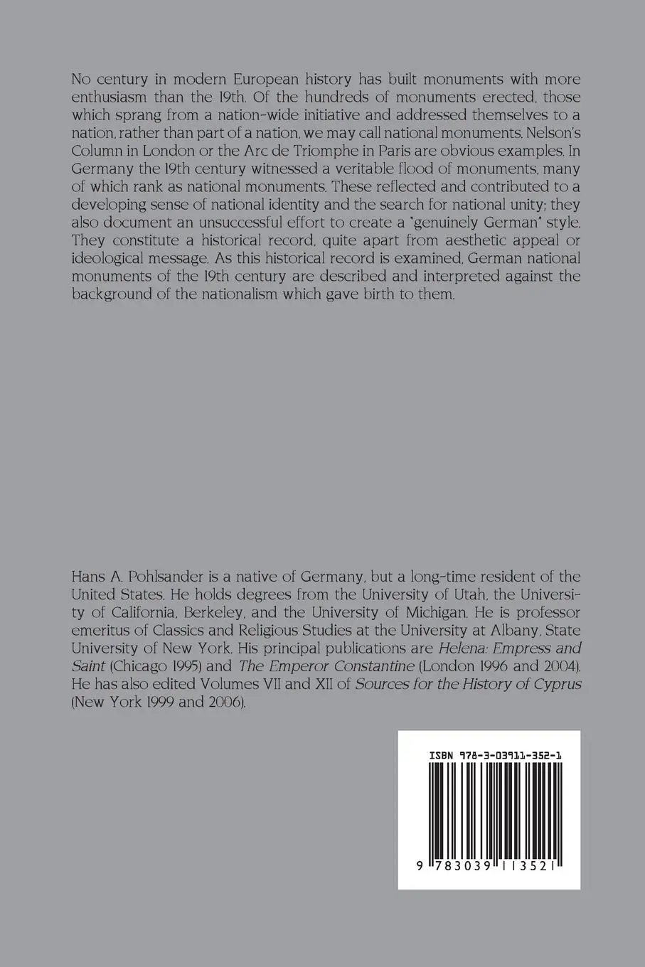 Rückseite: 9783039113521 | National Monuments and Nationalism in 19th Century Germany | Buch
