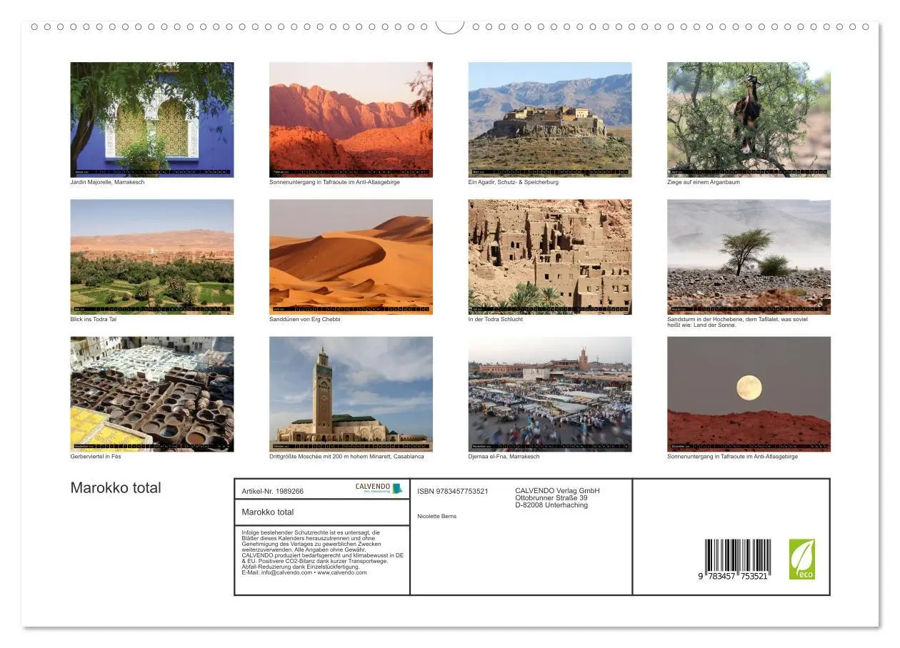 Bild: 9783457753521 | Marokko total (hochwertiger Premium Wandkalender 2026 DIN A2 quer),...