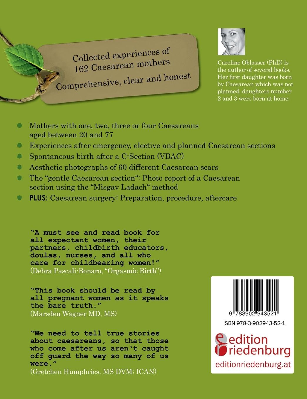 Rückseite: 9783902943521 | C-Section Moms - Caesarean mothers in words and photographs | Oblasser