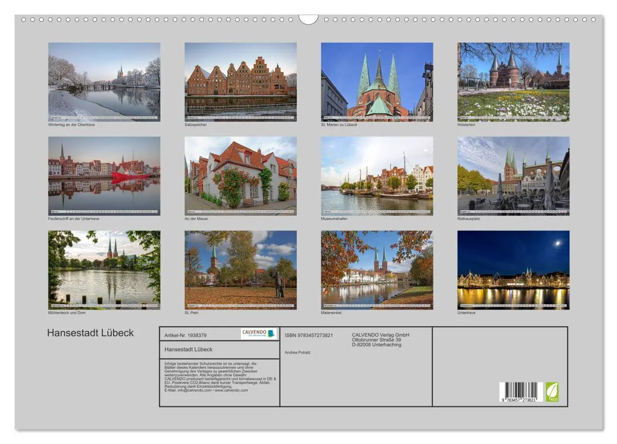 Bild: 9783457273821 | Hansestadt Lübeck (Wandkalender 2026 DIN A2 quer), CALVENDO...