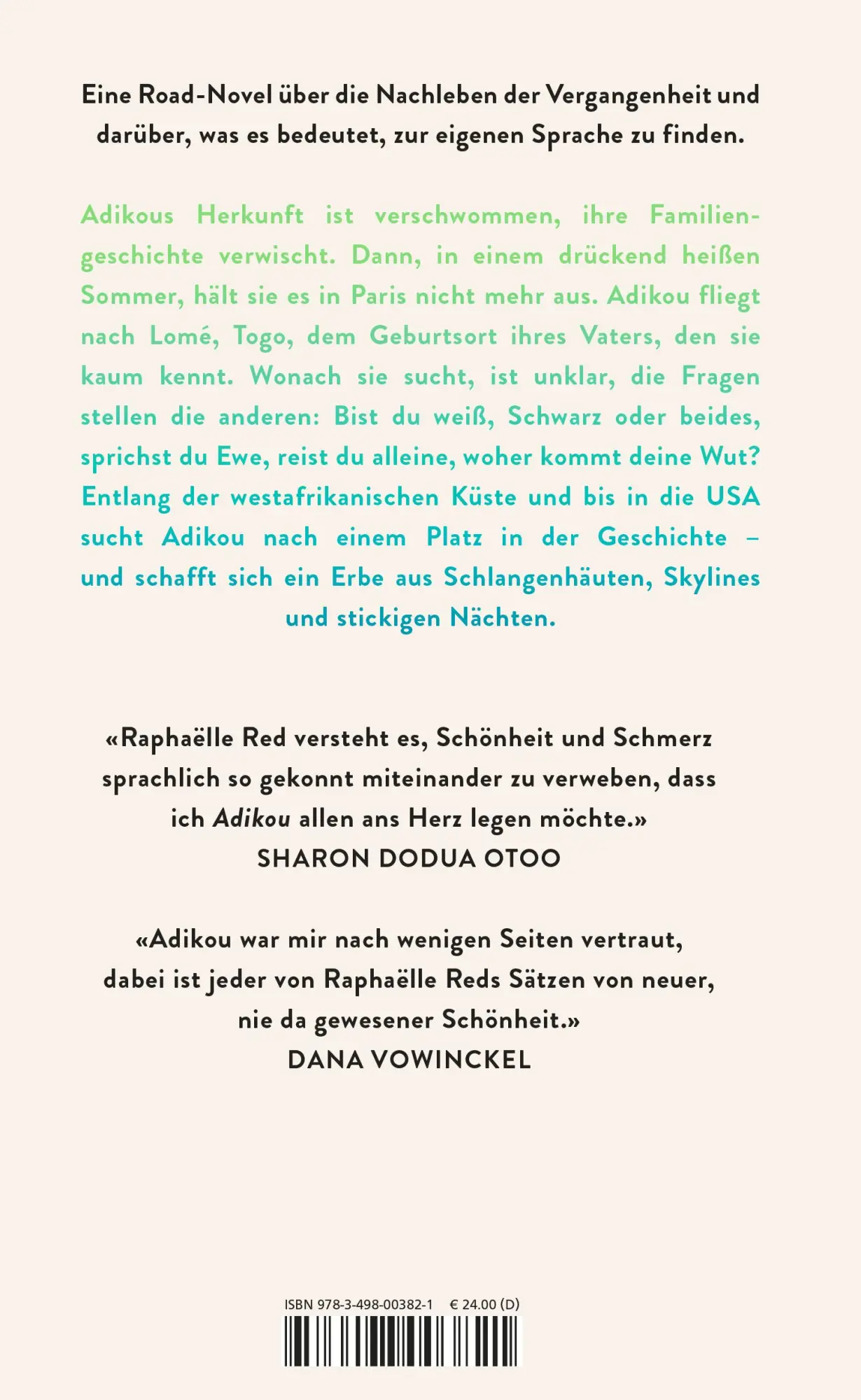 Rückseite: 9783498003821 | Adikou | Raphaëlle Red | Buch | 224 S. | Deutsch | 2024