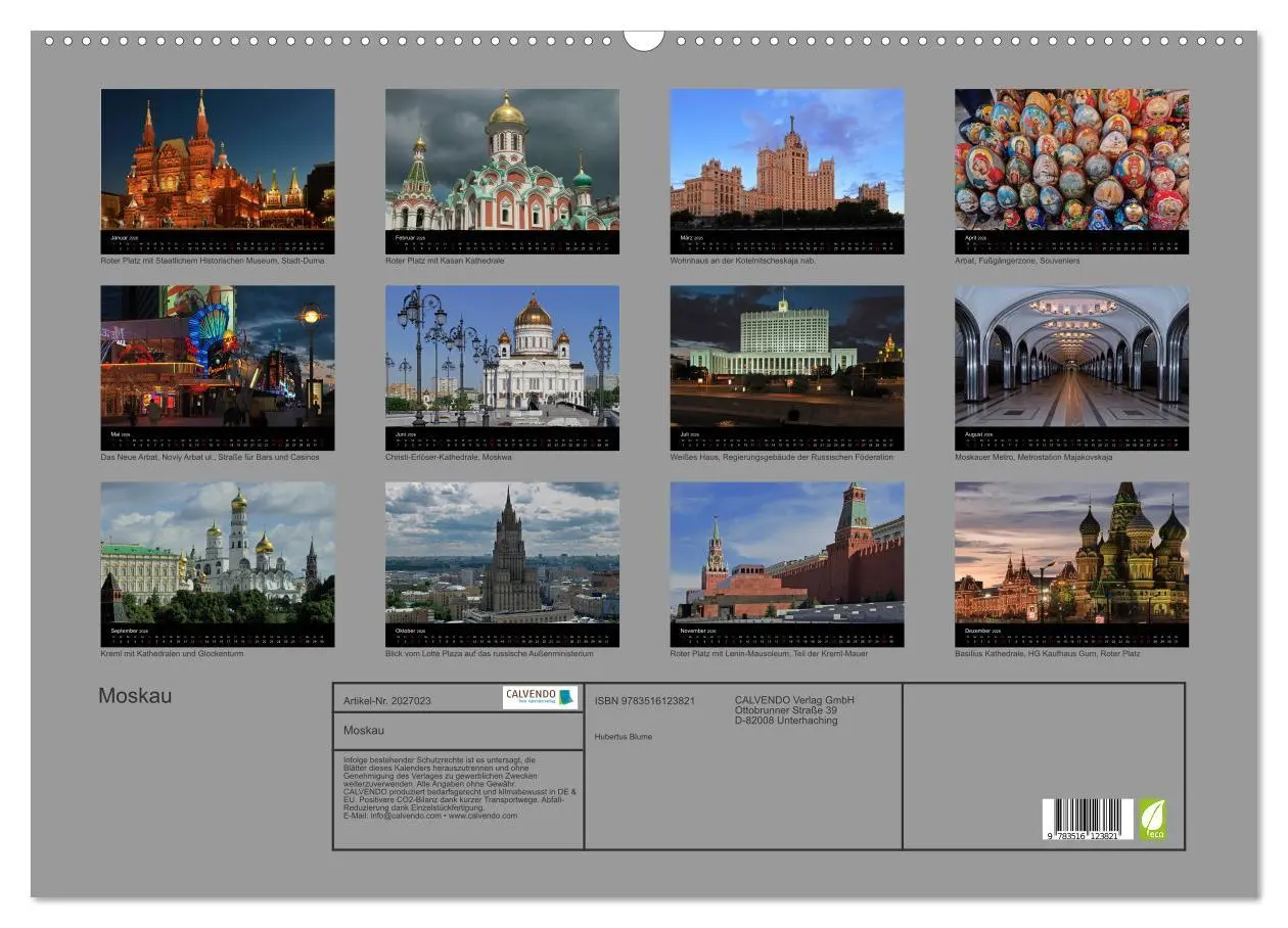 Bild: 9783516123821 | Moskau (Wandkalender 2026 DIN A2 quer), CALVENDO Monatskalender | 2026