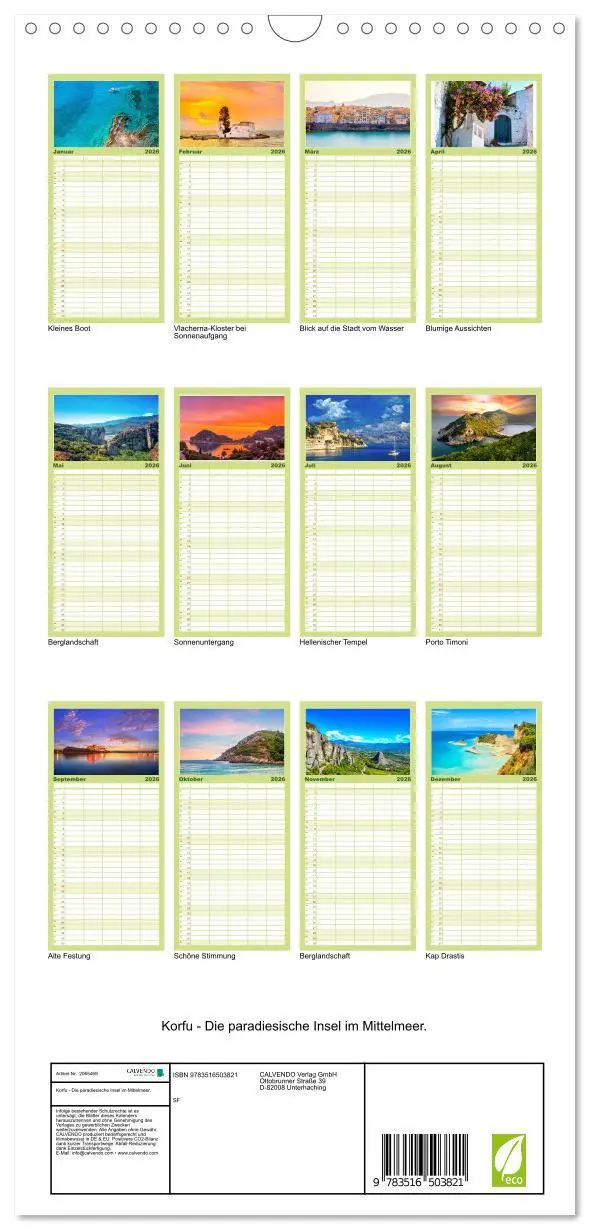 Bild: 9783516503821 | Familienplaner 2026 - Korfu - Die paradiesische Insel im...