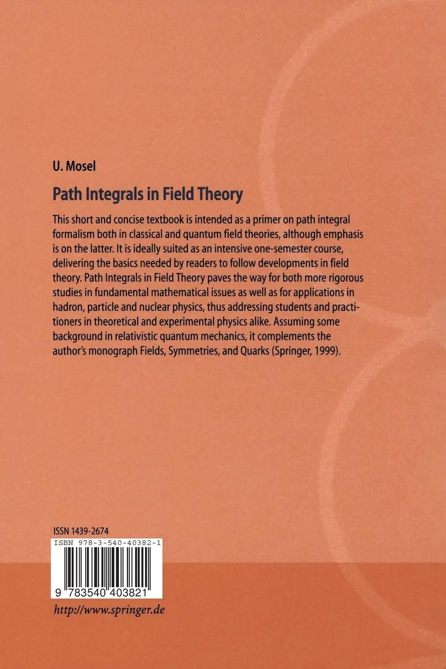 Rückseite: 9783540403821 | Path Integrals in Field Theory | An Introduction | Ulrich Mosel | Buch