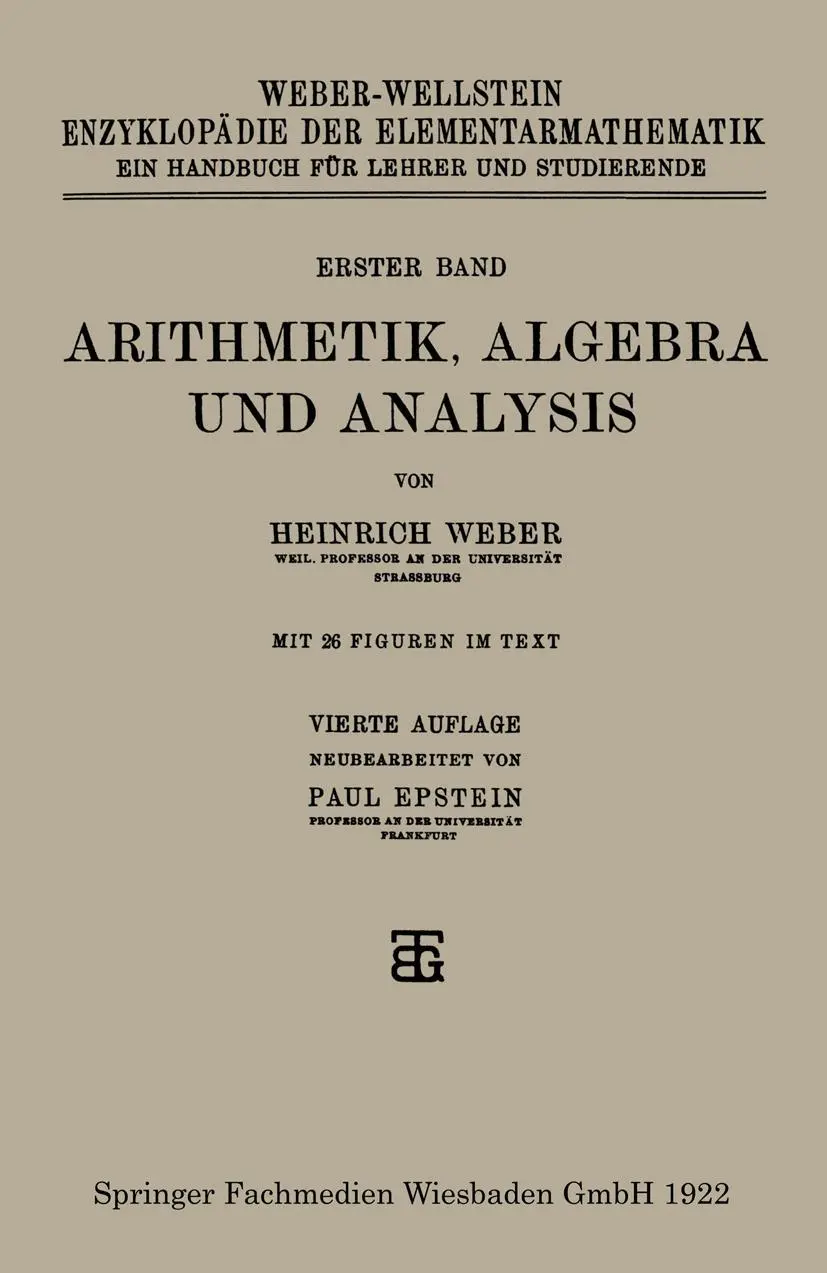Cover: 9783663193821 | Arithmetik, Algebra und Analysis | Paul Epstein (u. a.) | Taschenbuch