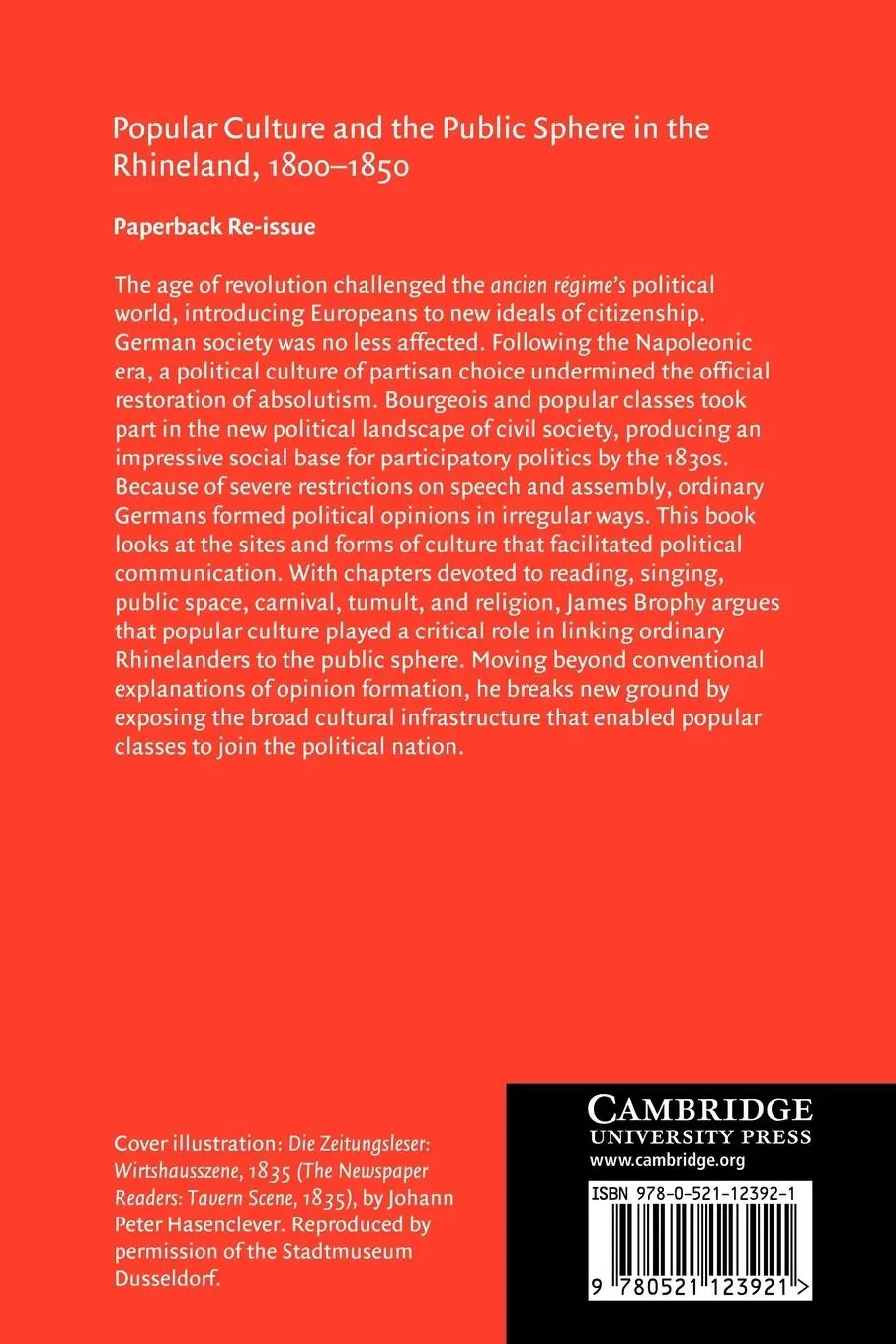 Rückseite: 9780521123921 | Popular Culture and the Public Sphere in the Rhineland, 1800 1850