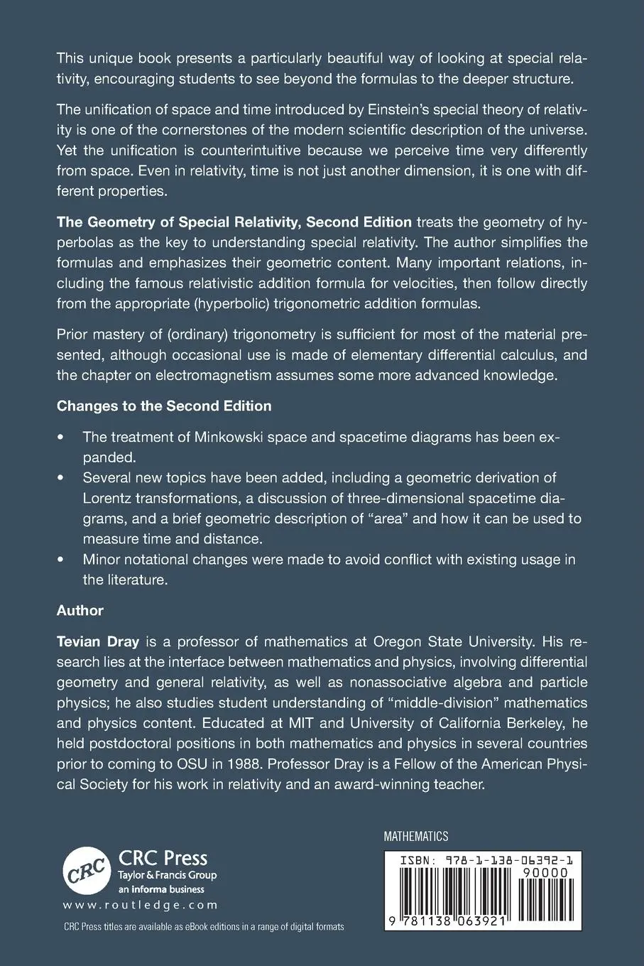 Rückseite: 9781138063921 | The Geometry of Special Relativity | Tevian Dray | Taschenbuch | 2021