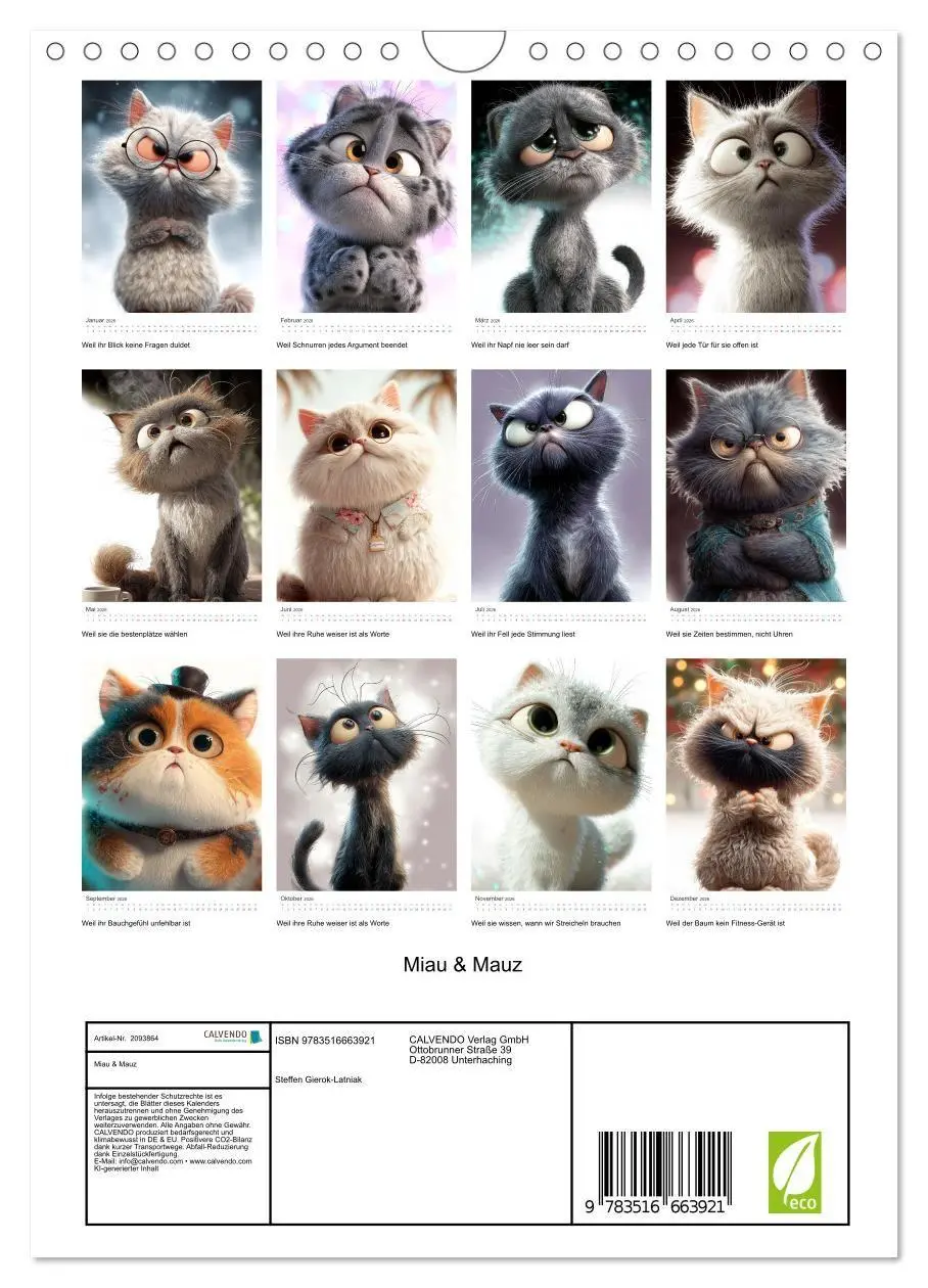 Bild: 9783516663921 | Miau &amp; Mauz (Wandkalender 2026 DIN A4 hoch), CALVENDO Monatskalender