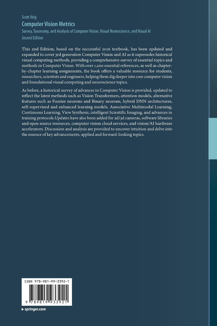 Rückseite: 9789819933921 | Computer Vision Metrics | Scott Krig | Buch | xxvi | Englisch | 2025