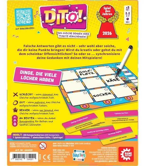 Bild: 7640142764021 | Dito | Herausgegeben von GAME FACTORY | Spiel | 646031 | Deutsch