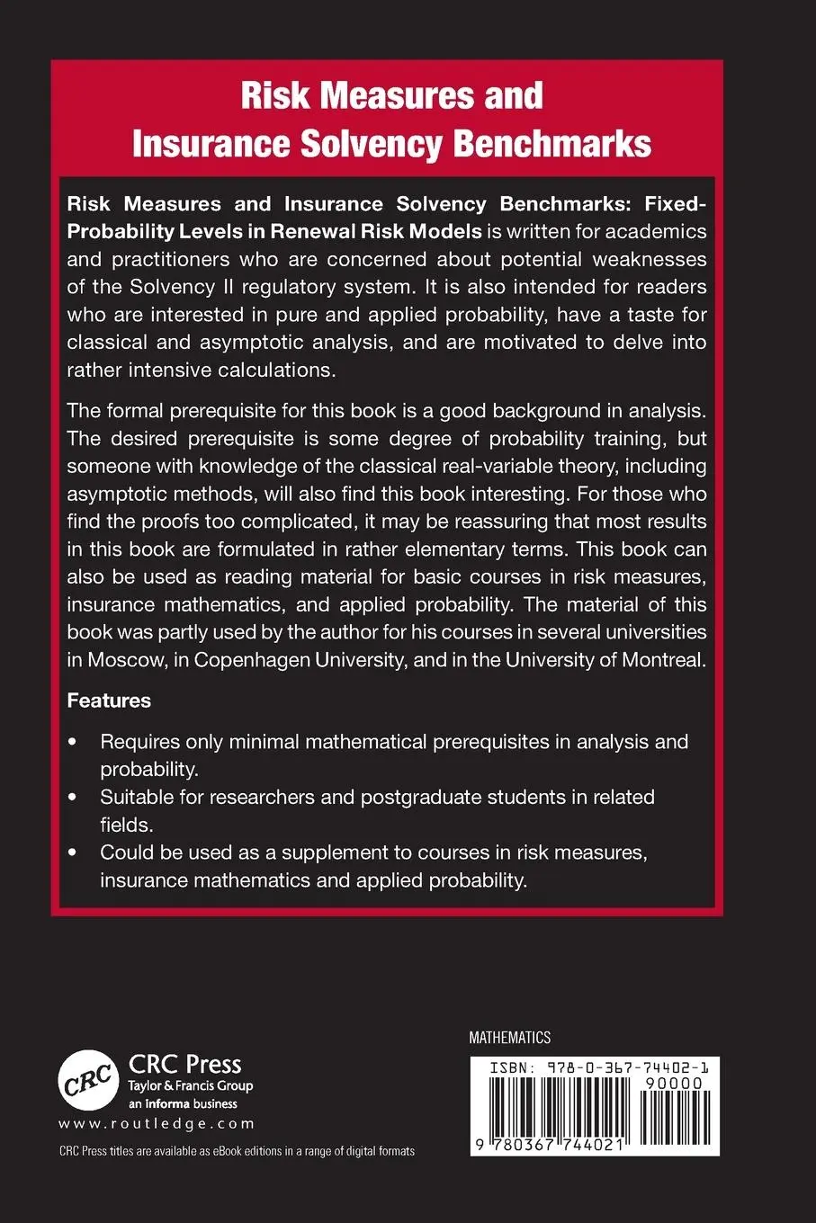 Rückseite: 9780367744021 | Risk Measures and Insurance Solvency Benchmarks | Malinovskii | Buch