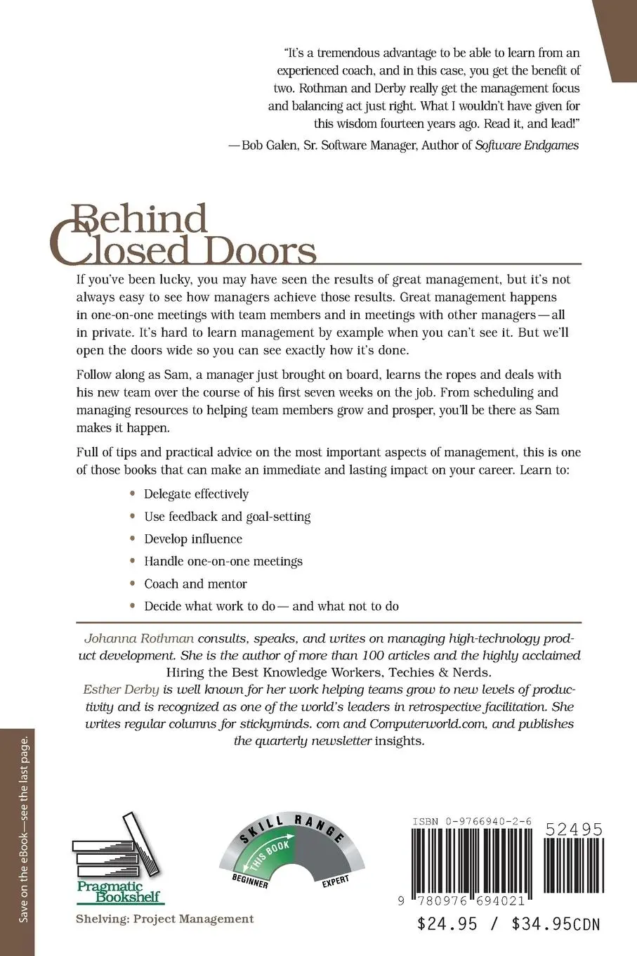 Rückseite: 9780976694021 | Behind Closed Doors | Secrets of Great Management | Rothman (u. a.)