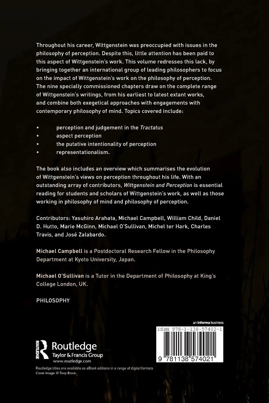 Rückseite: 9781138574021 | Wittgenstein and Perception | Michael Campbell (u. a.) | Taschenbuch