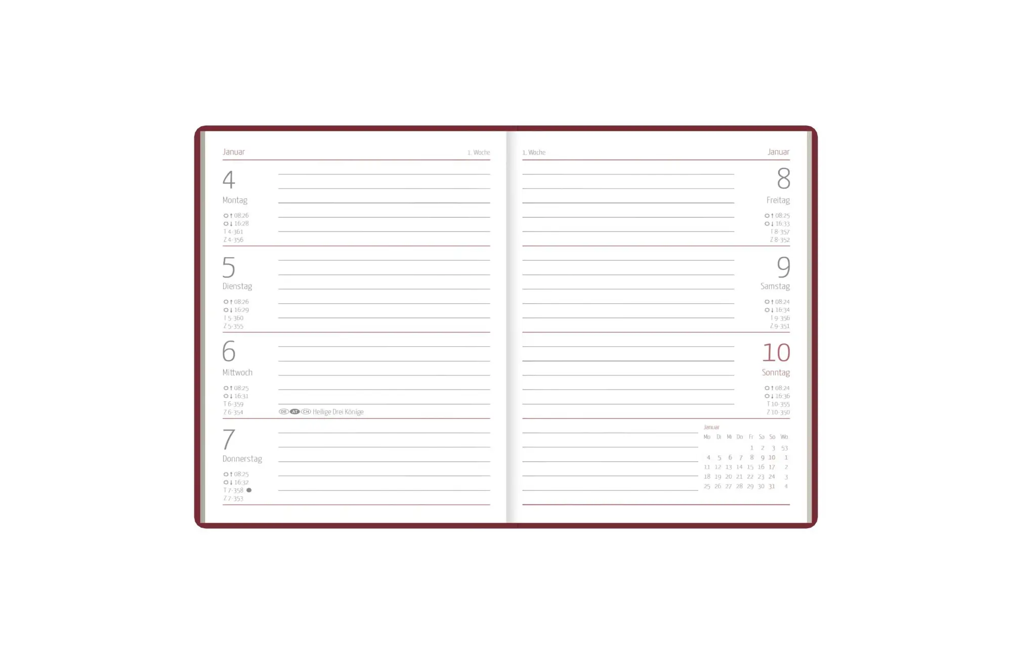 Bild: 4069095014121 | Taschenkalender bordeaux 1W/2S 2027 | Neumann Verlage GmbH &amp; Co KG