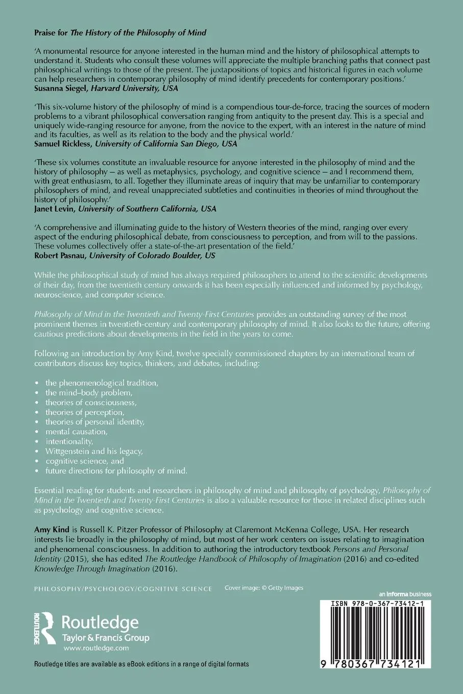 Rückseite: 9780367734121 | Philosophy of Mind in the Twentieth and Twenty-First Centuries | Kind