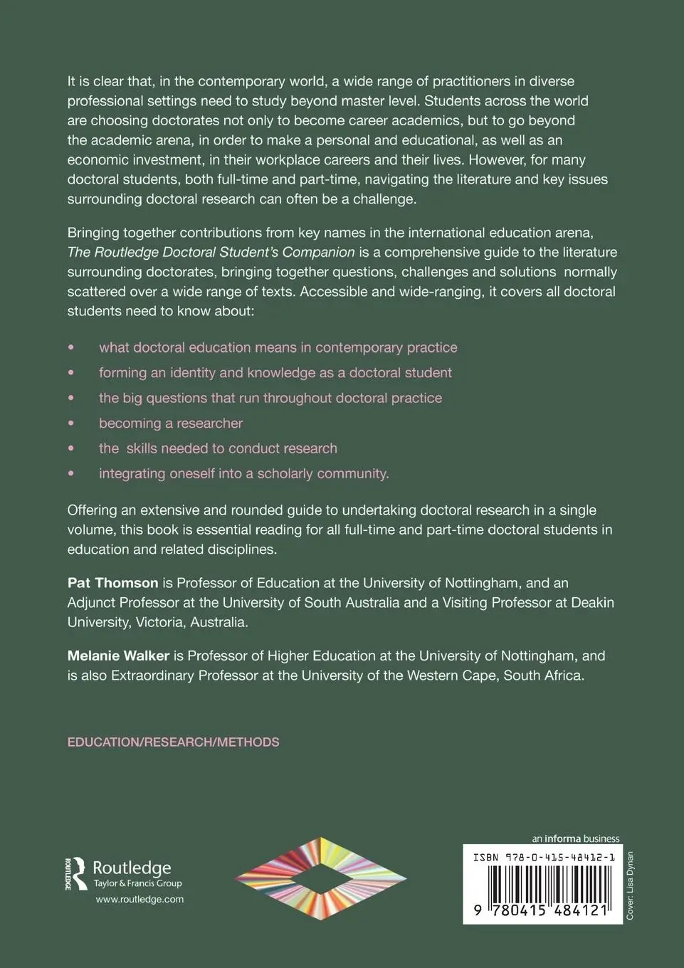 Rückseite: 9780415484121 | The Routledge Doctoral Student's Companion | Pat Thomson (u. a.)