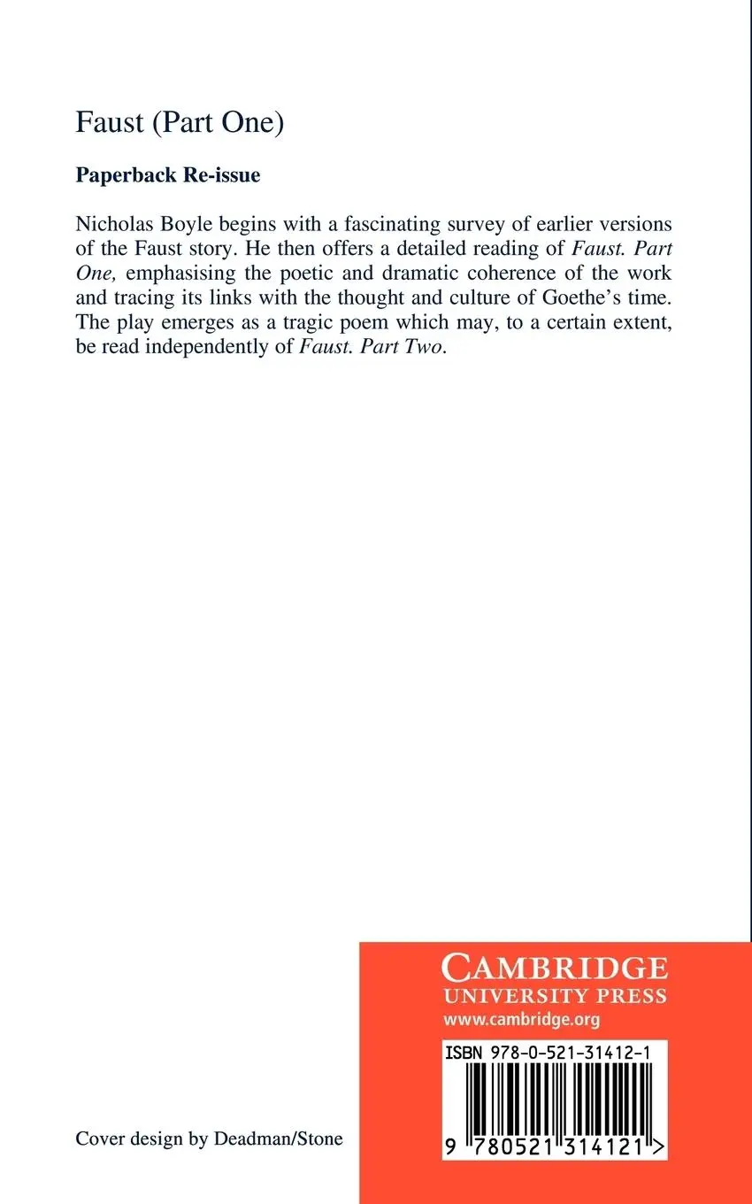 Rückseite: 9780521314121 | Goethe | Faust Part One | Nicholas Boyle (u. a.) | Taschenbuch | 2009