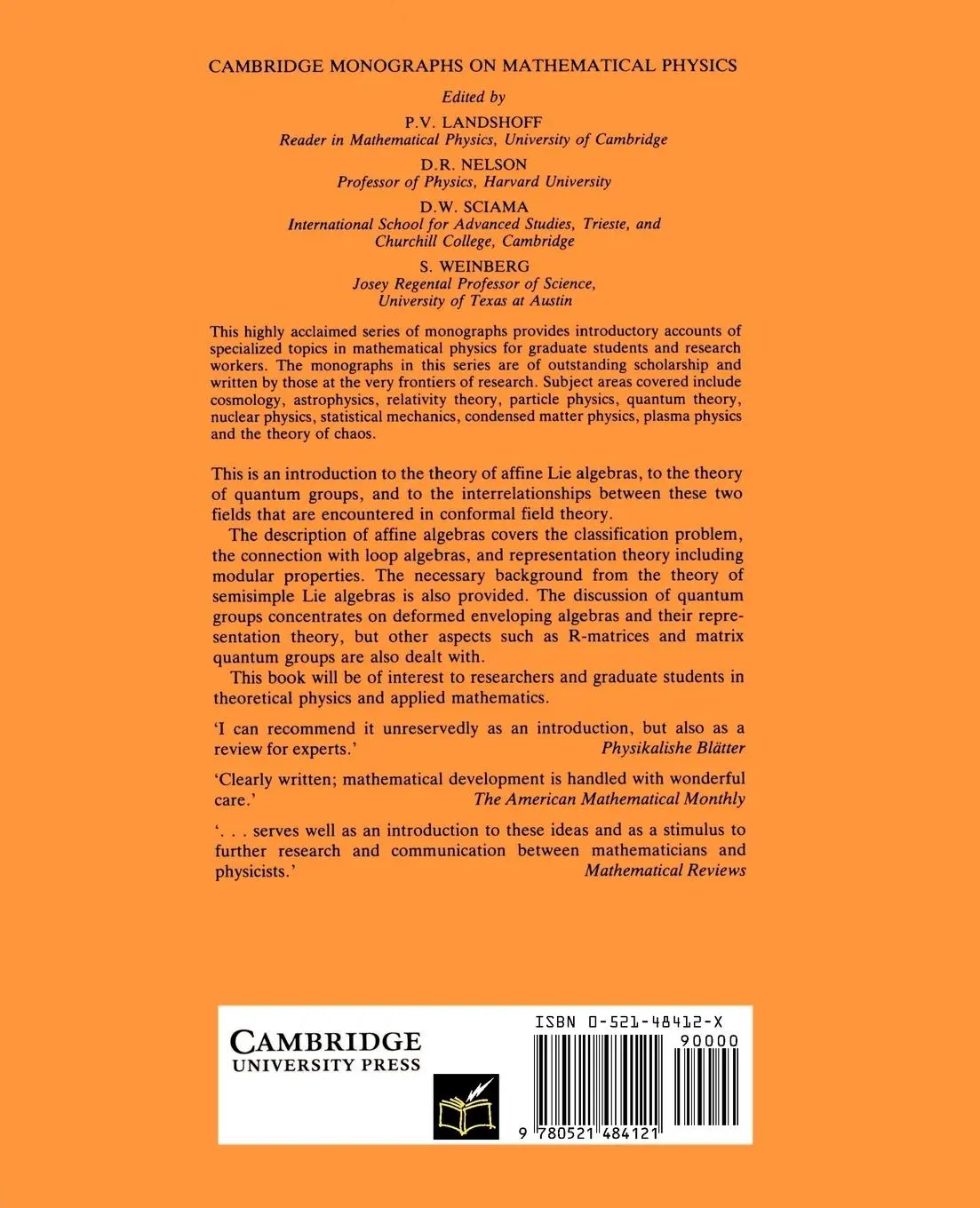 Rückseite: 9780521484121 | Affine Lie Algebras and Quantum Groups | Jurgen Fuchs | Taschenbuch