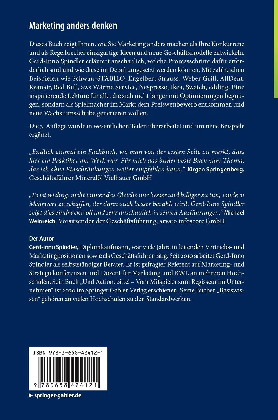 Rückseite: 9783658424121 | Marketing anders denken | Gerd-Inno Spindler | Buch | xxiv | Deutsch