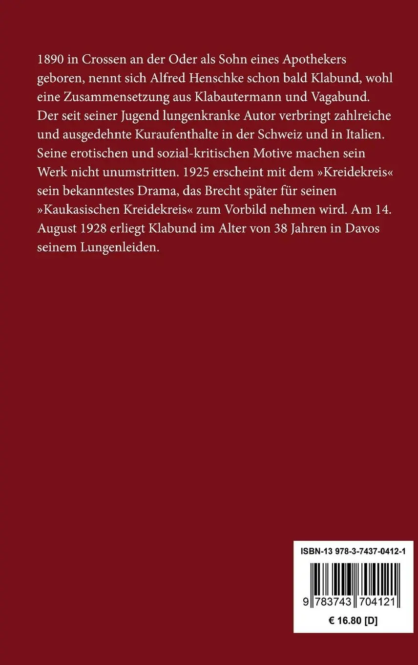 Rückseite: 9783743704121 | Moreau | Roman eines Soldaten | Klabund | Buch | 56 S. | Deutsch