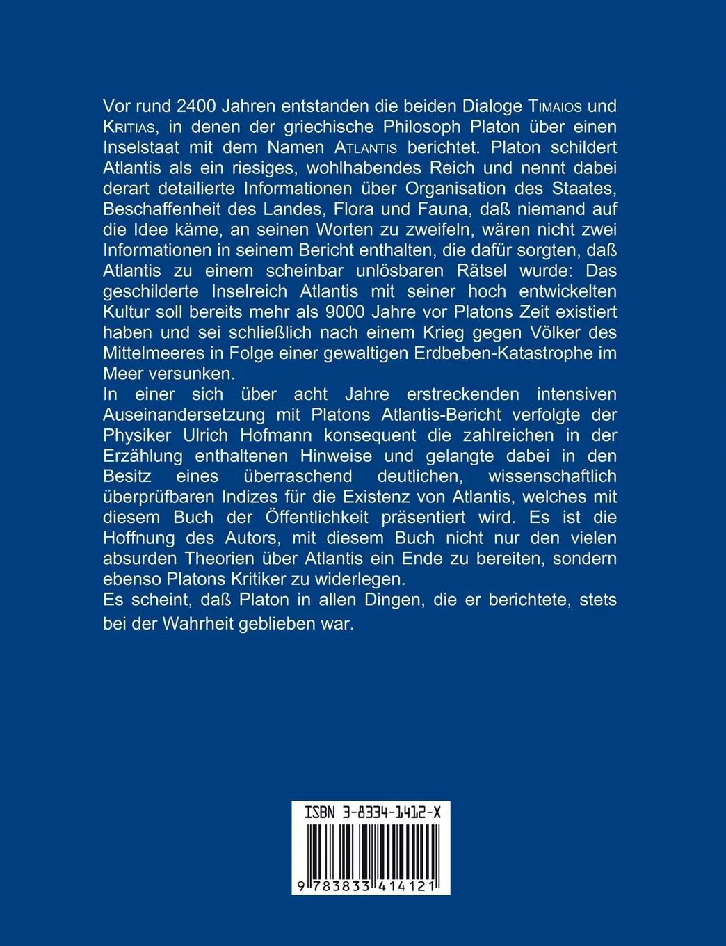 Rückseite: 9783833414121 | Platons Insel Atlantis | Ulrich Hofmann | Taschenbuch | 264 S. | 2004