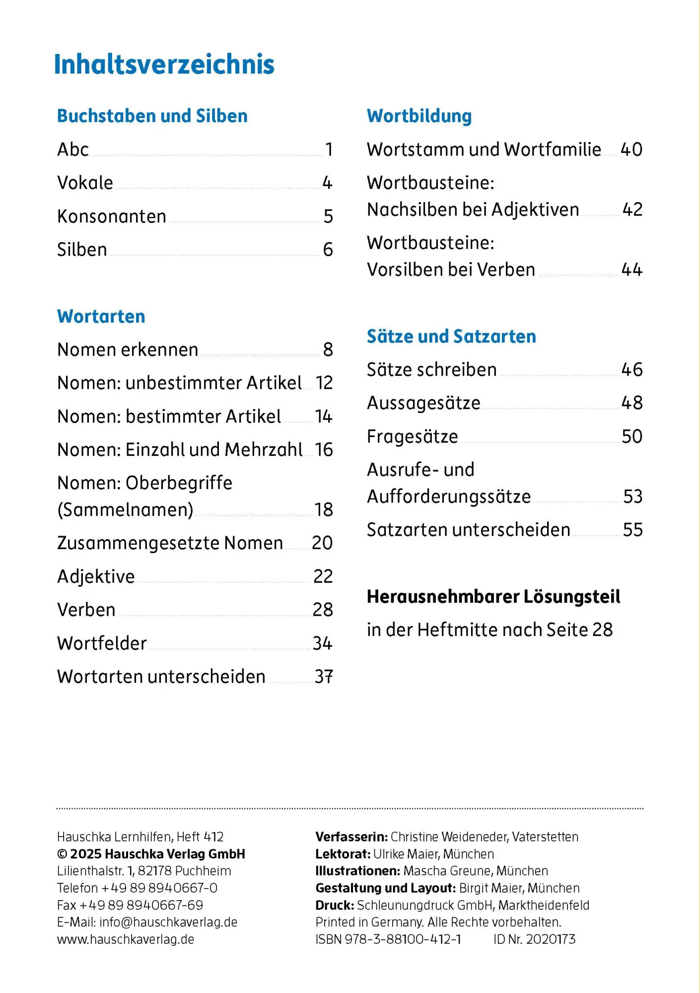Bild: 9783881004121 | Mein Übungsheft Grammatik 2. Klasse | Christine Weideneder | Broschüre