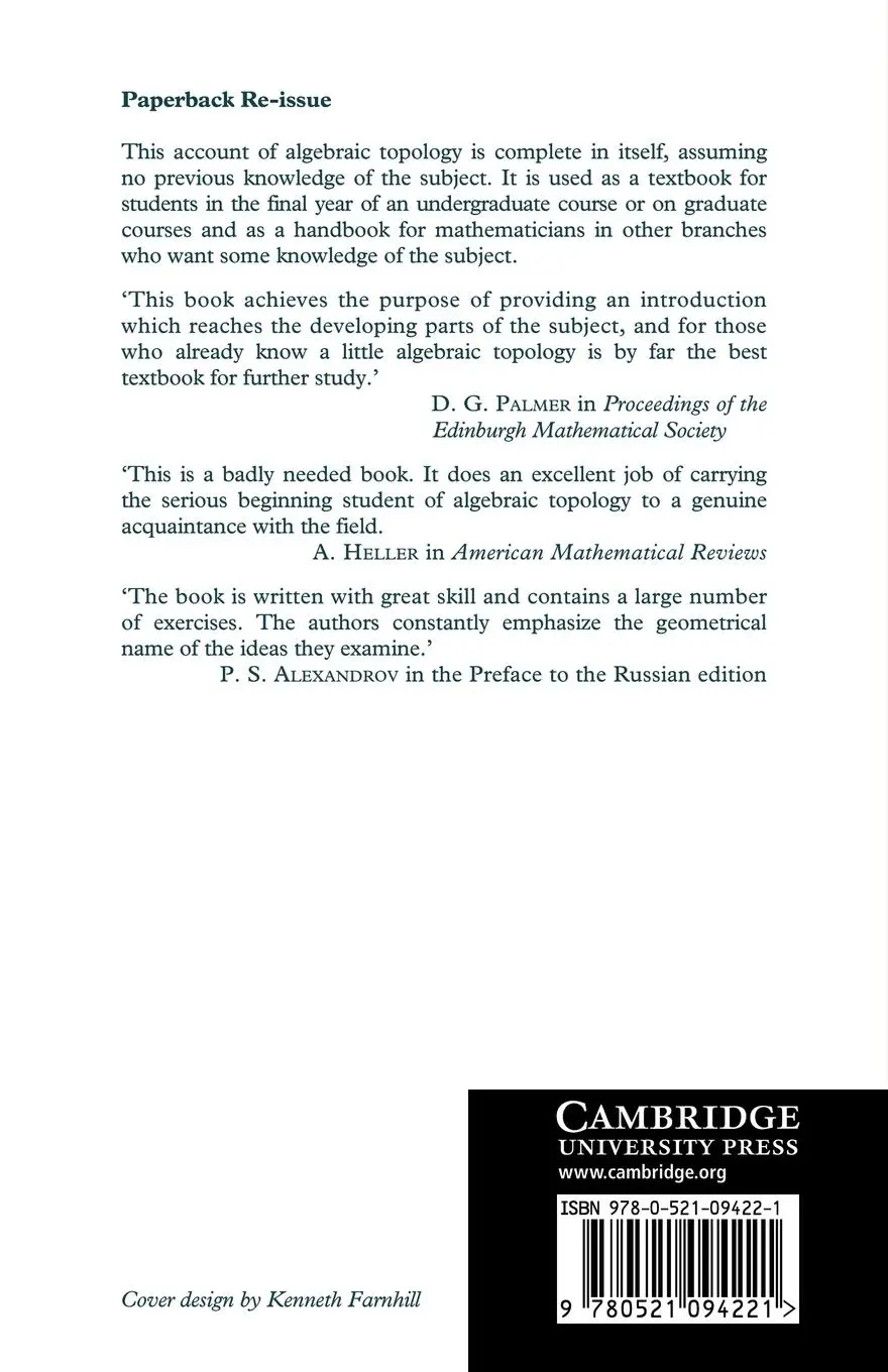 Rückseite: 9780521094221 | Homology Theory | An Introduction to Algebraic Topology | Taschenbuch