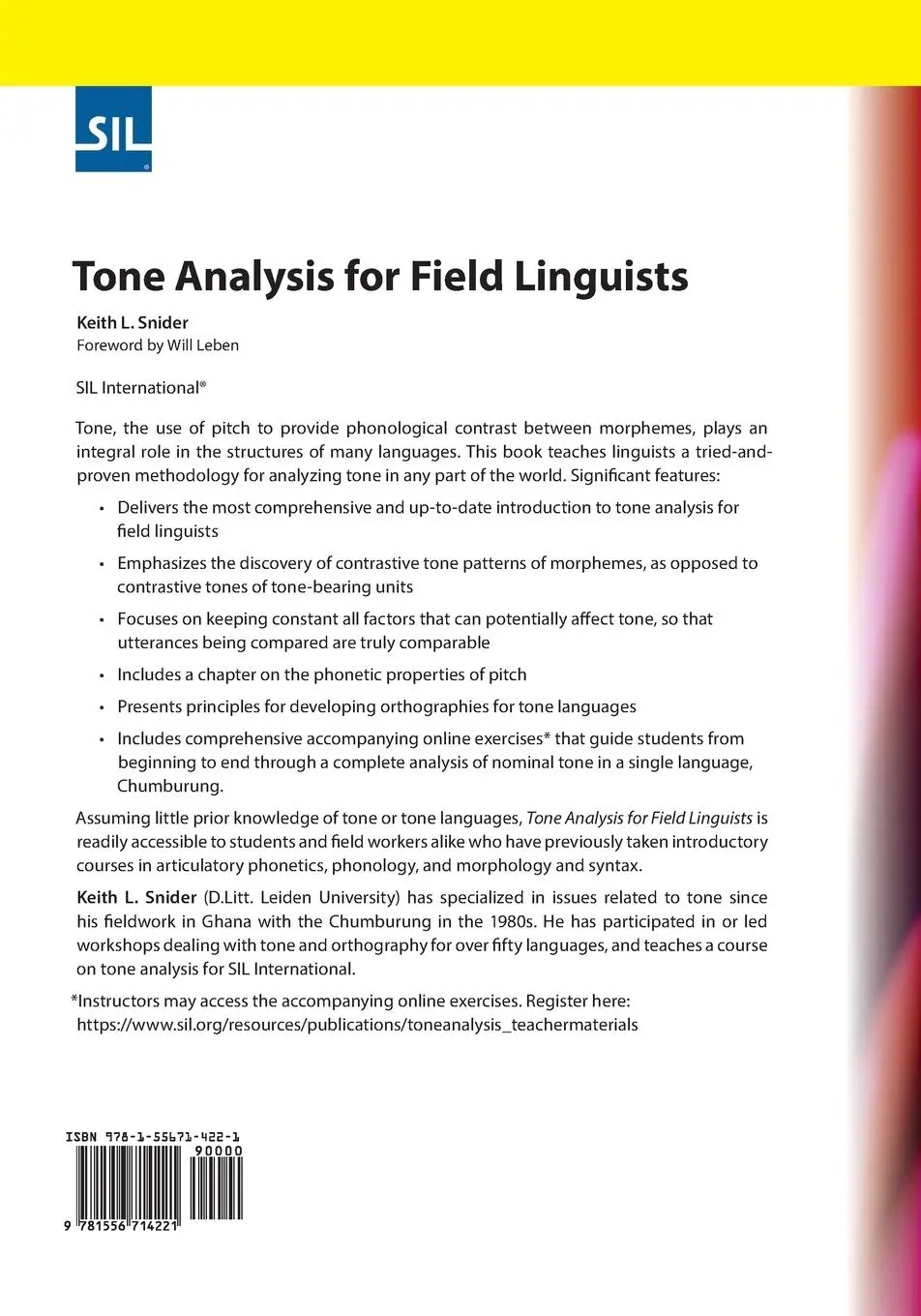 Rückseite: 9781556714221 | Tone Analysis for Field Linguists | Keith L Snider | Taschenbuch