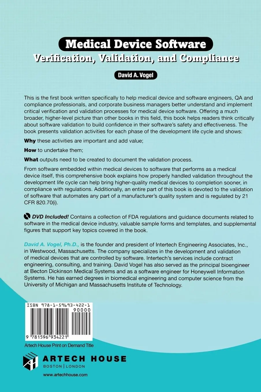 Rückseite: 9781596934221 | Medical Device Software Verification, V | David A Vogel | Buch | 2010