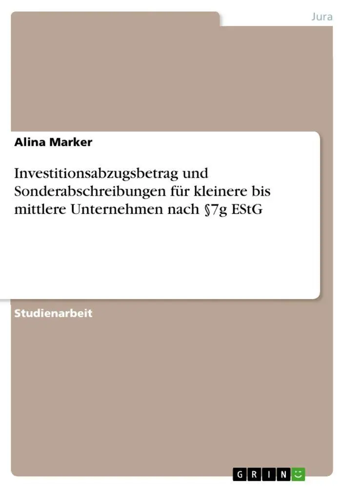 Cover: 9783389134221 | Investitionsabzugsbetrag und Sonderabschreibungen für kleinere bis...