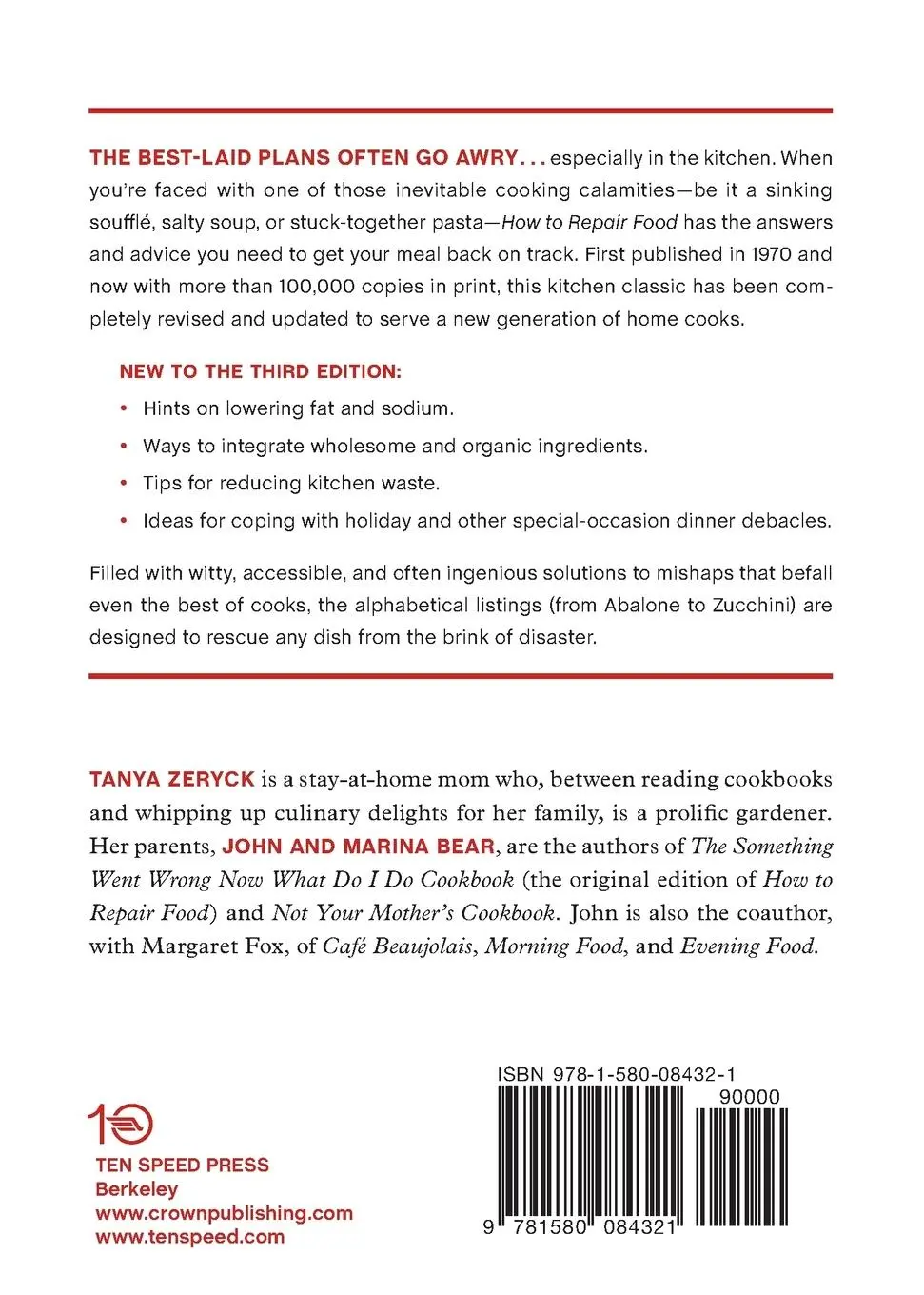Rückseite: 9781580084321 | How to Repair Food, Third Edition | Tanya Zeryck (u. a.) | Taschenbuch