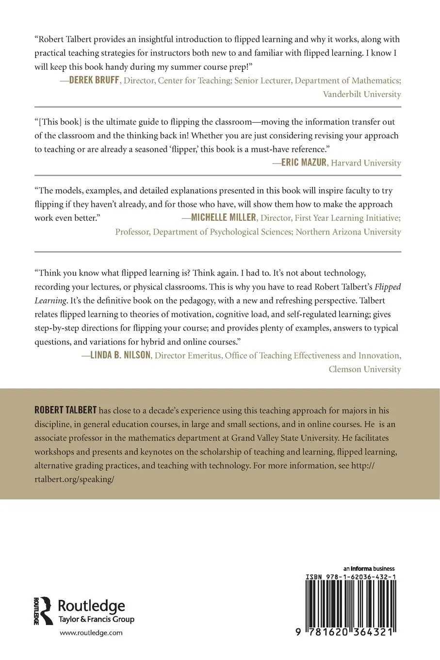 Rückseite: 9781620364321 | Flipped Learning | A Guide for Higher Education Faculty | Talbert